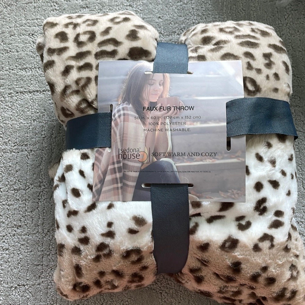 Faux fur Cheetah print throw blanket
